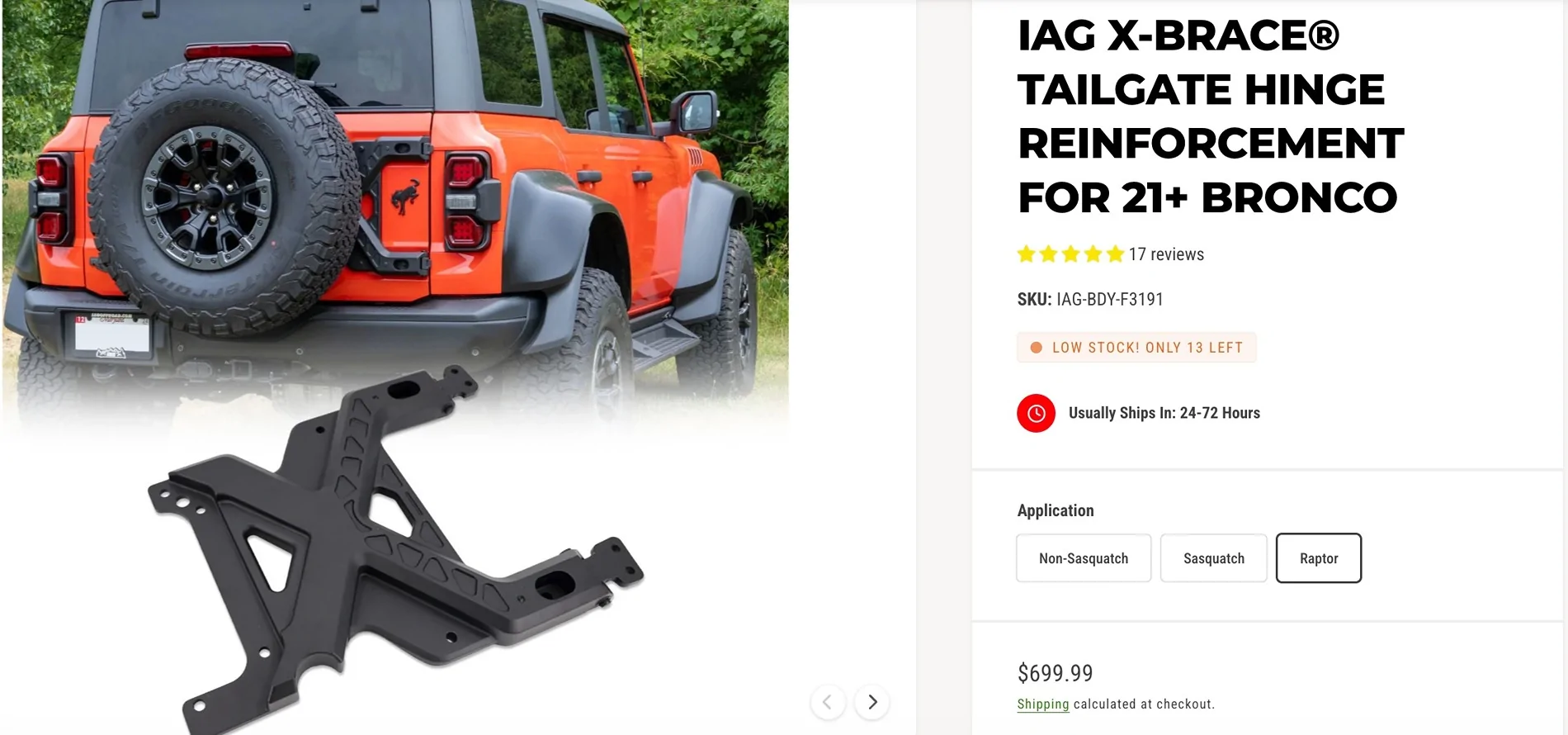 Ford Bronco IAG X-Brace Tailgate Hinge Reinforcement X-Brace 1