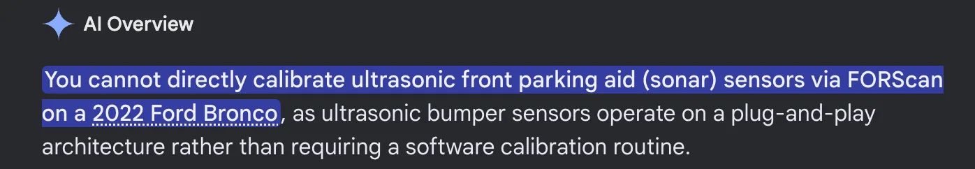 Ford Bronco Front middle parking sensors randomly beeping at me after relocating despite no obstructions Screenshot 2026-08-28 at 11.34.13 AM