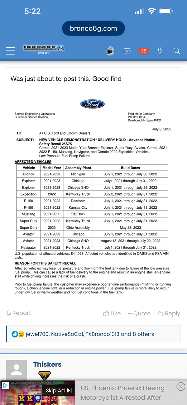 Ford Bronco Royalty Auto: Did We Just Solve This Ford Bronco “No Remedy” Recall?! (Low pressure fuel fix via PCM) IMG_2724