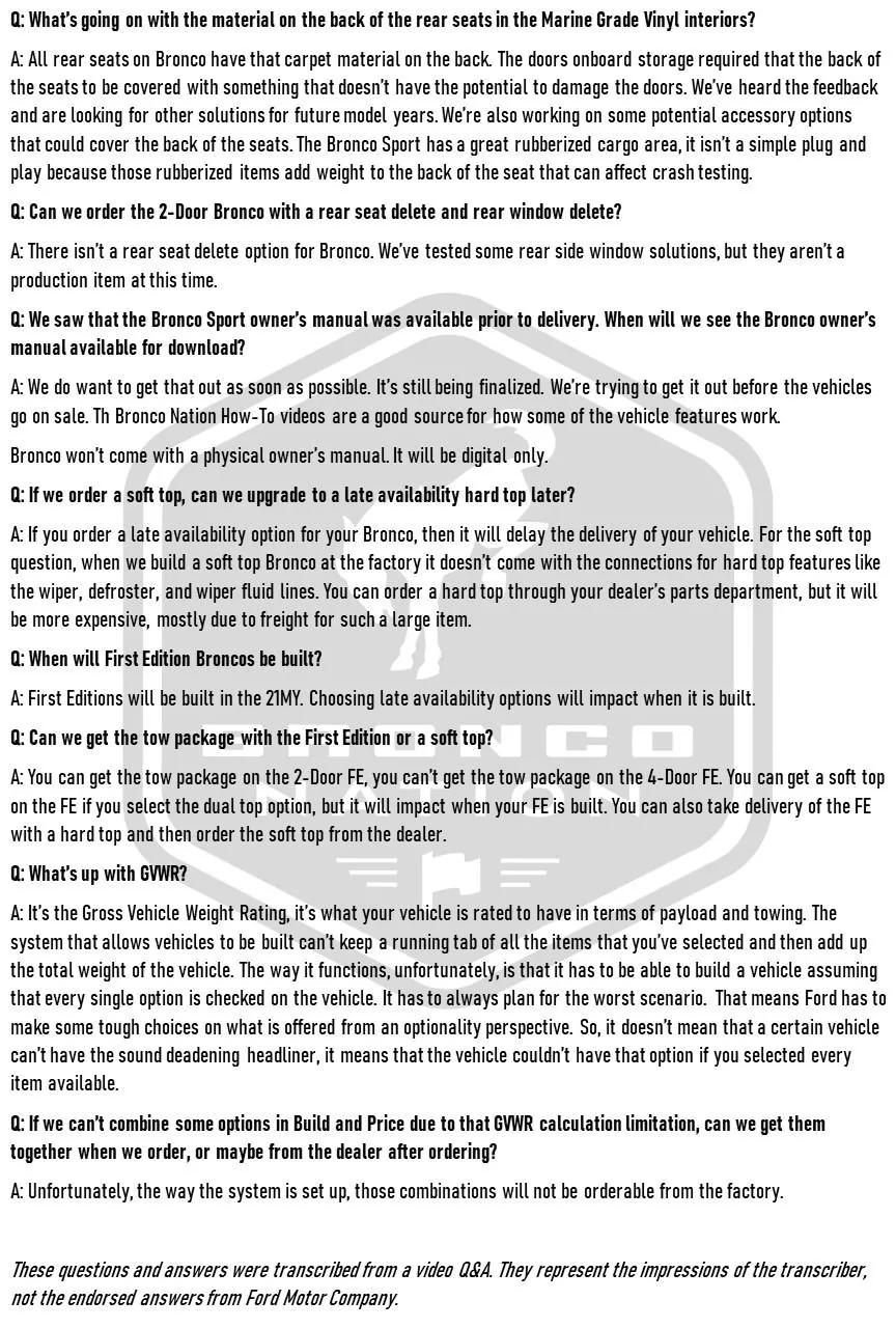 Ford Bronco Build & Price Update from Ford – Q&A with Bronco Brand Manager Slide3