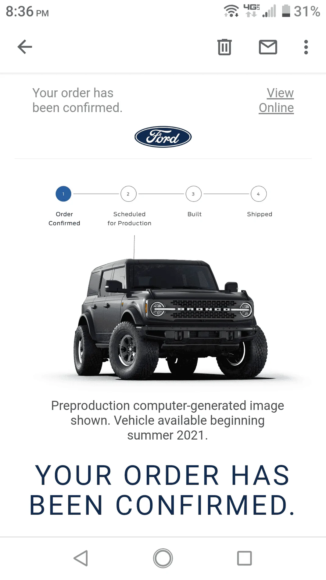 Ford Bronco Bronco Order Experience(s) Screenshot_20210128-203612