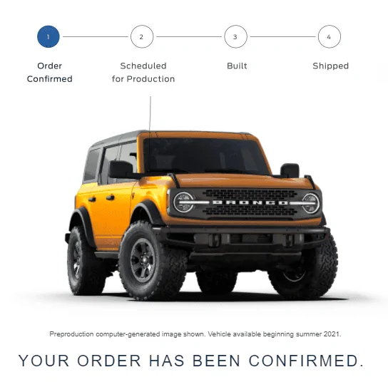 Ford Bronco Help - Unable to push order through 1611964414806