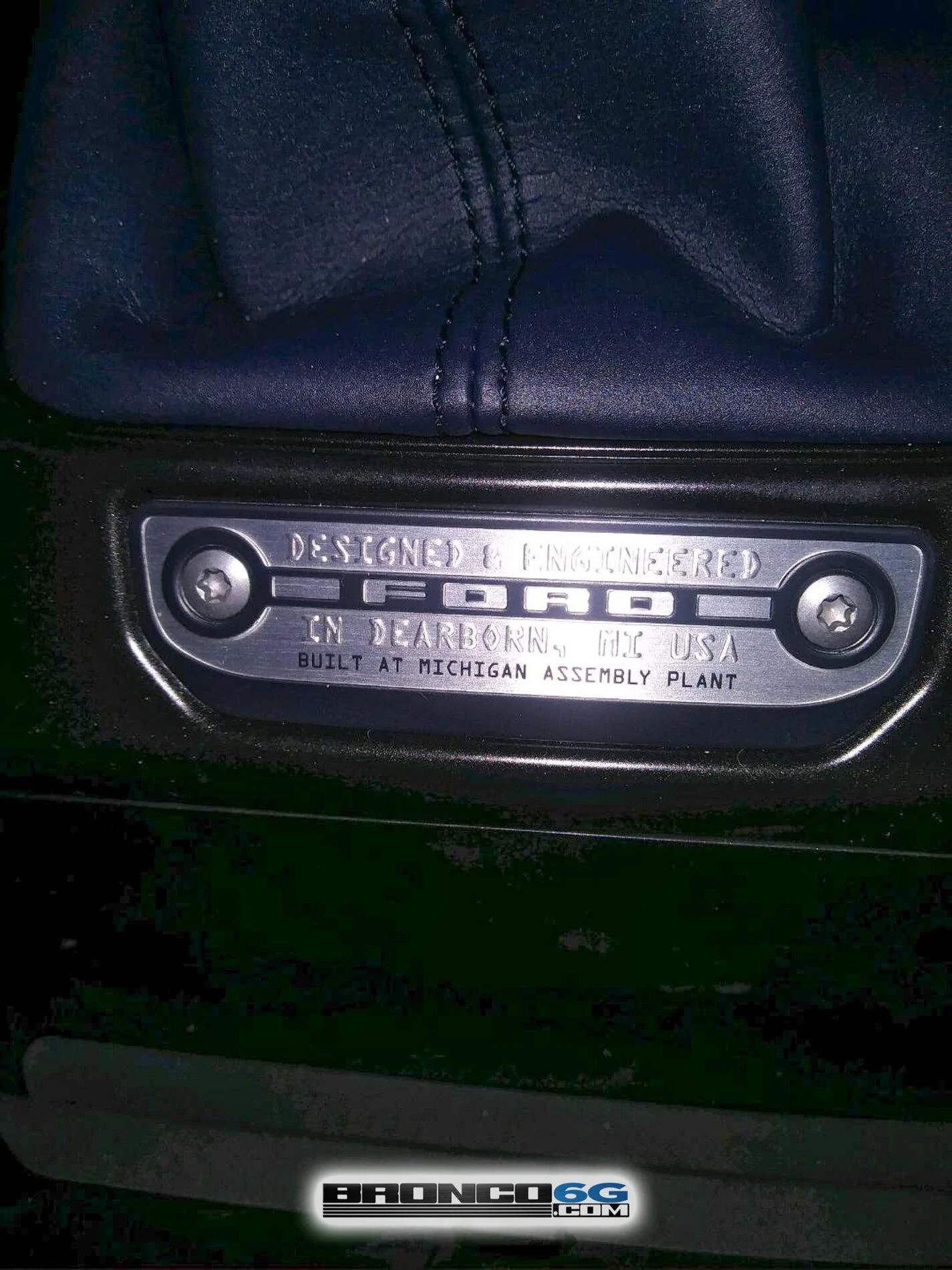 Ford Bronco 📷 Factory Pics: Dashboard switches & buttons + More Broncos Factory 2021 Bronco Built in America plaque badg