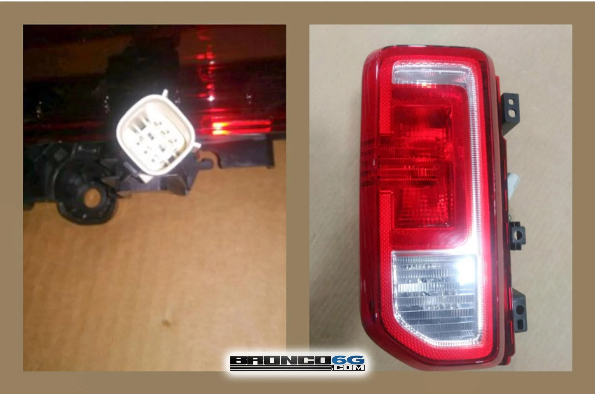 Ford Bronco 📷 Factory Broncos: Modular Black Top + Headlight Assembly, Tail Light Assembly, Puddle Lights 2021 Bronco tail light assembly unit back side pins 3