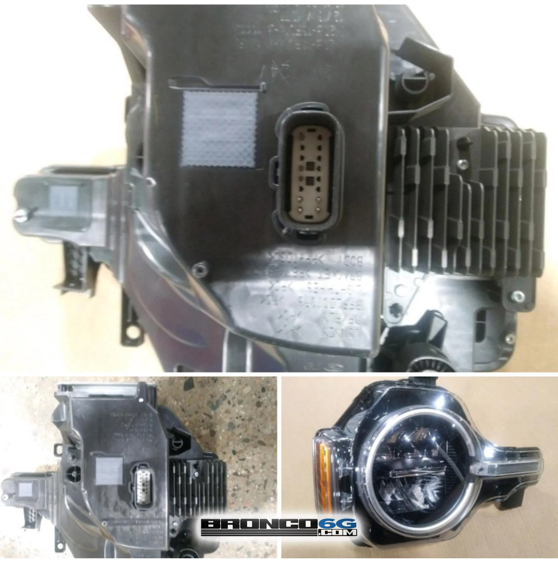 Ford Bronco 📷 Factory Broncos: Modular Black Top + Headlight Assembly, Tail Light Assembly, Puddle Lights 2021 Bronco headlight assembly unit back side pins 5