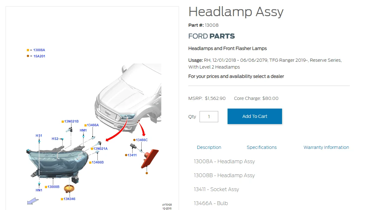 Ford Bronco Analysis: swap headlights and tail lights from Base to Signature, possible process? ranger headlam