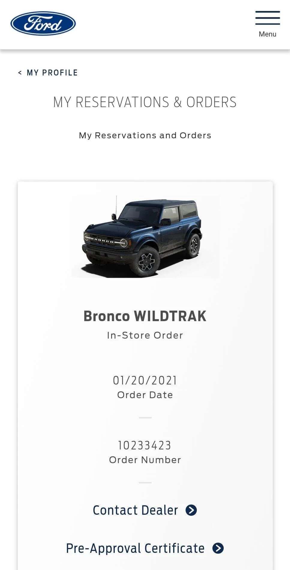 Ford Bronco Confirmation that Reservation was Correctly Converted to Order? Screenshot_20210202-210314_Edg