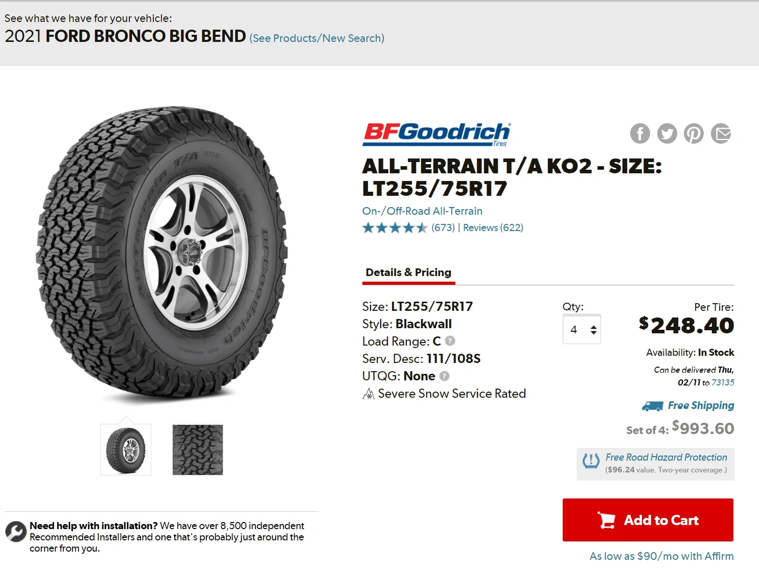Ford Bronco Big Bend clearance for bigger tires 1612839628317