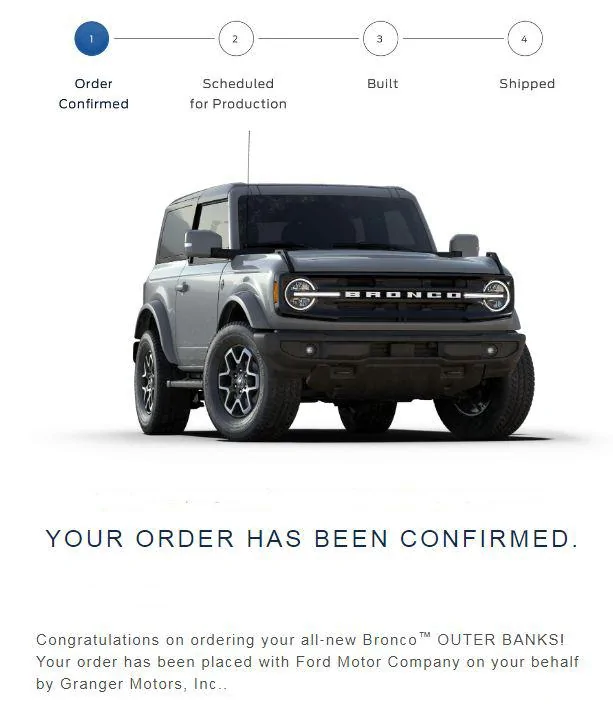 Ford Bronco Ordering Warp Speed!!! order