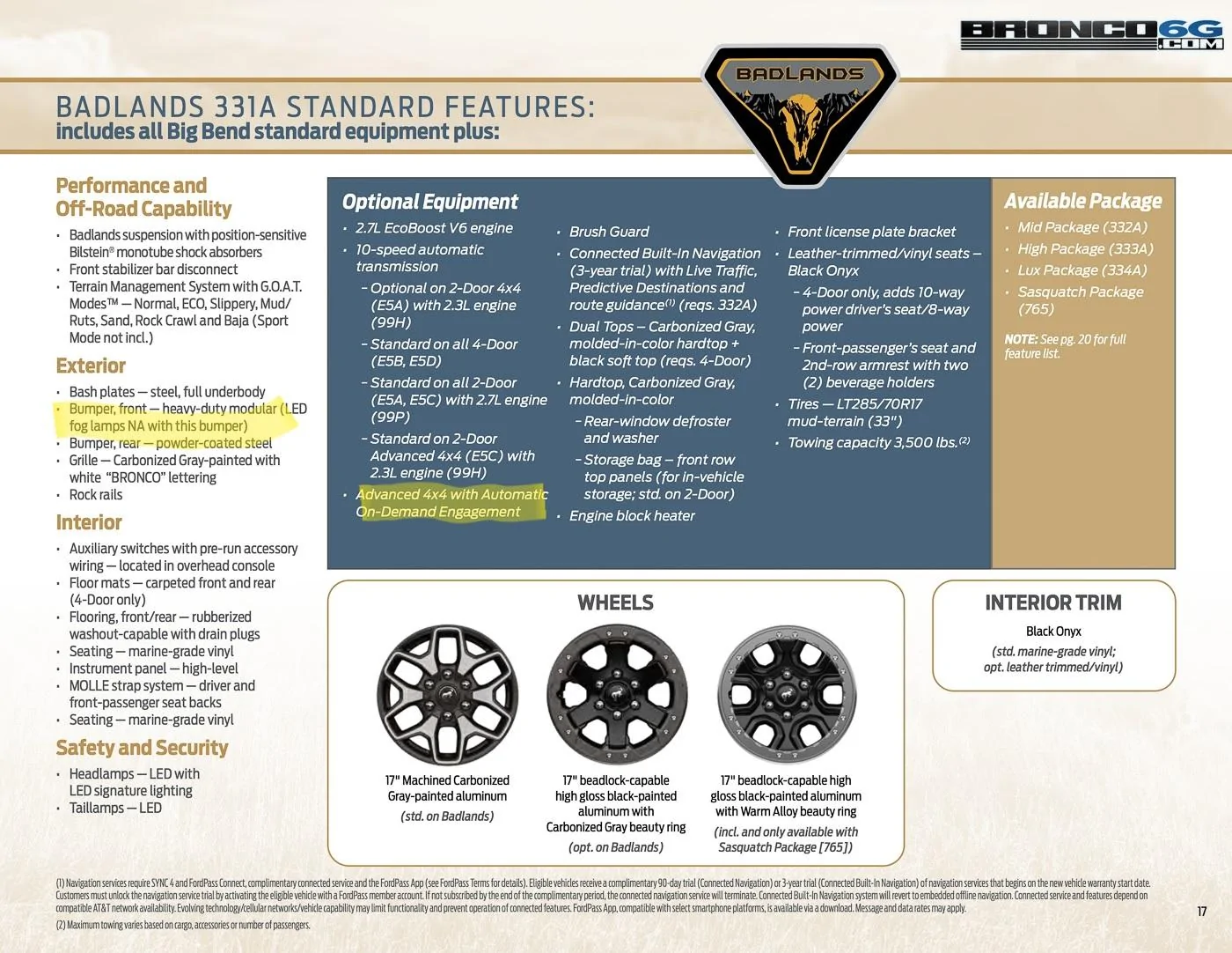 Ford Bronco 2021 Bronco Packaging Guide 2021-bronco-packaging-guide-brochure-17