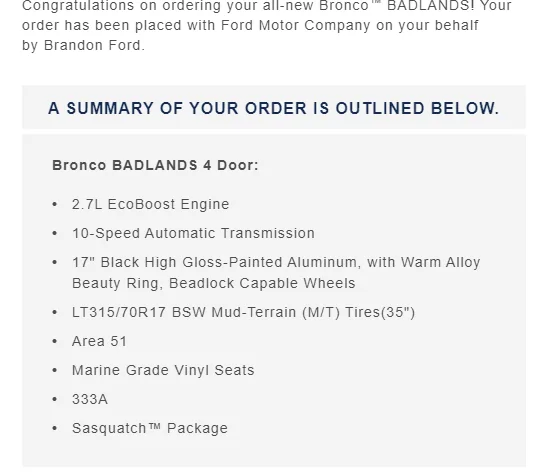 Ford Bronco WBDO (Web Based Dealership Ordering system) 1613416955237