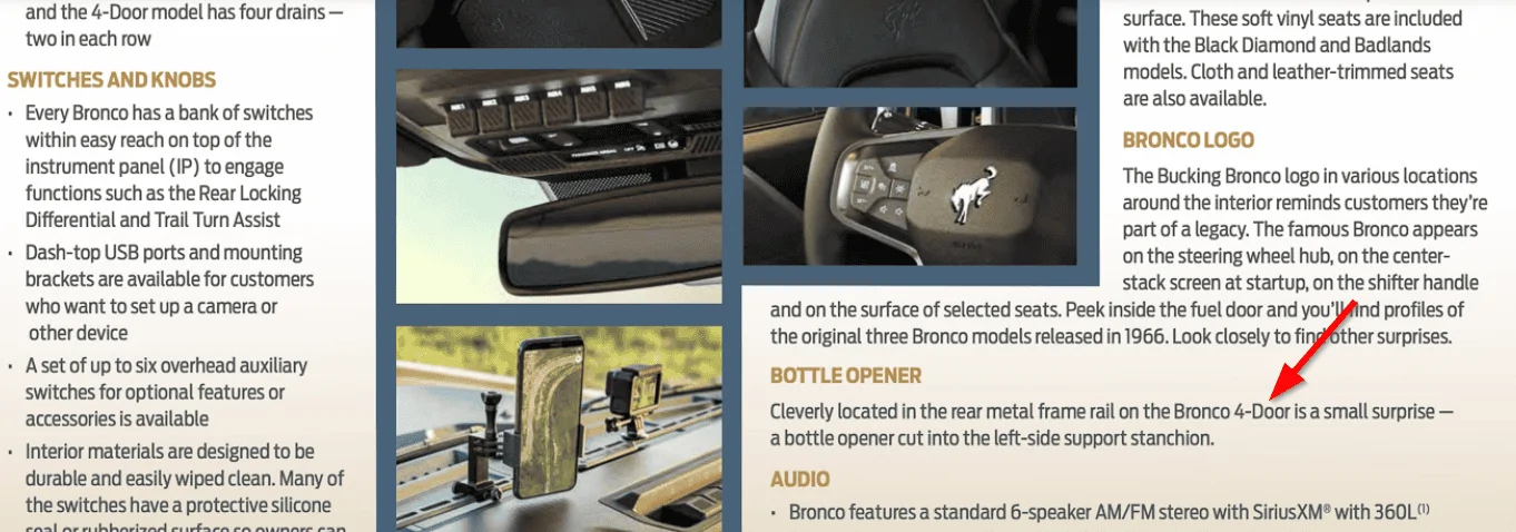 Ford Bronco 2021 Bronco Packaging Guide Bottl