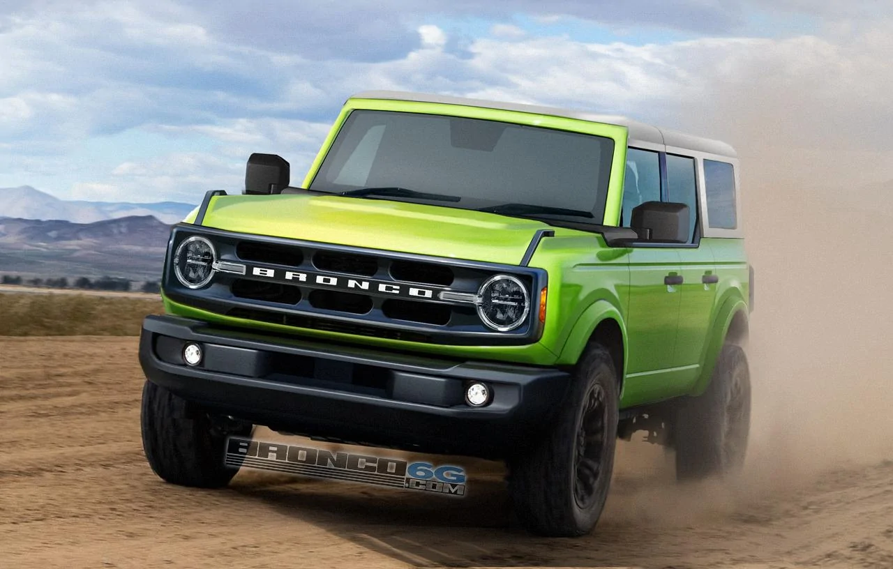Ford Bronco Grabber Lime 2021 Bronco Preview Renderings 2021-Ford-Bronco-4dr-grabber-lime-fenders-white-roof