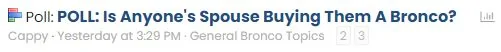 Ford Bronco POLL: Are you buying a Bronco for your spouse? 1613739466586