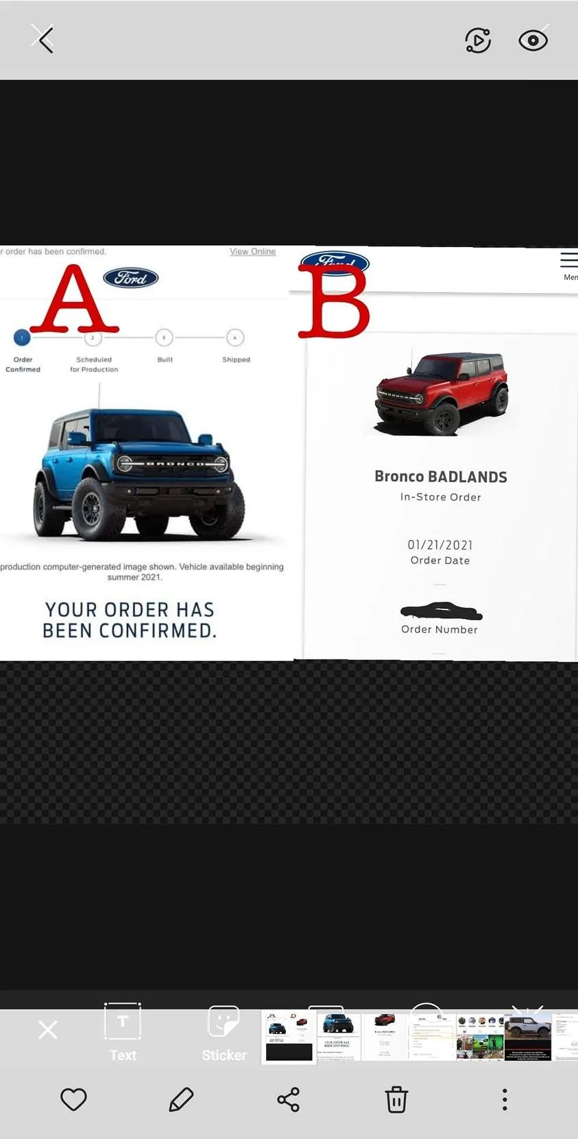 Ford Bronco Poll:  Was Confirmation Received after Order Converted? reservation