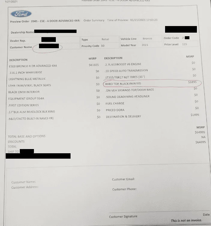 Ford Bronco Why does my FE Order show Priority 99 1613796400546