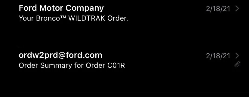 Ford Bronco Anyone else's order conformation email summary lacking options? 7DE9EC14-301D-4E2D-B068-0A2DD056DC16