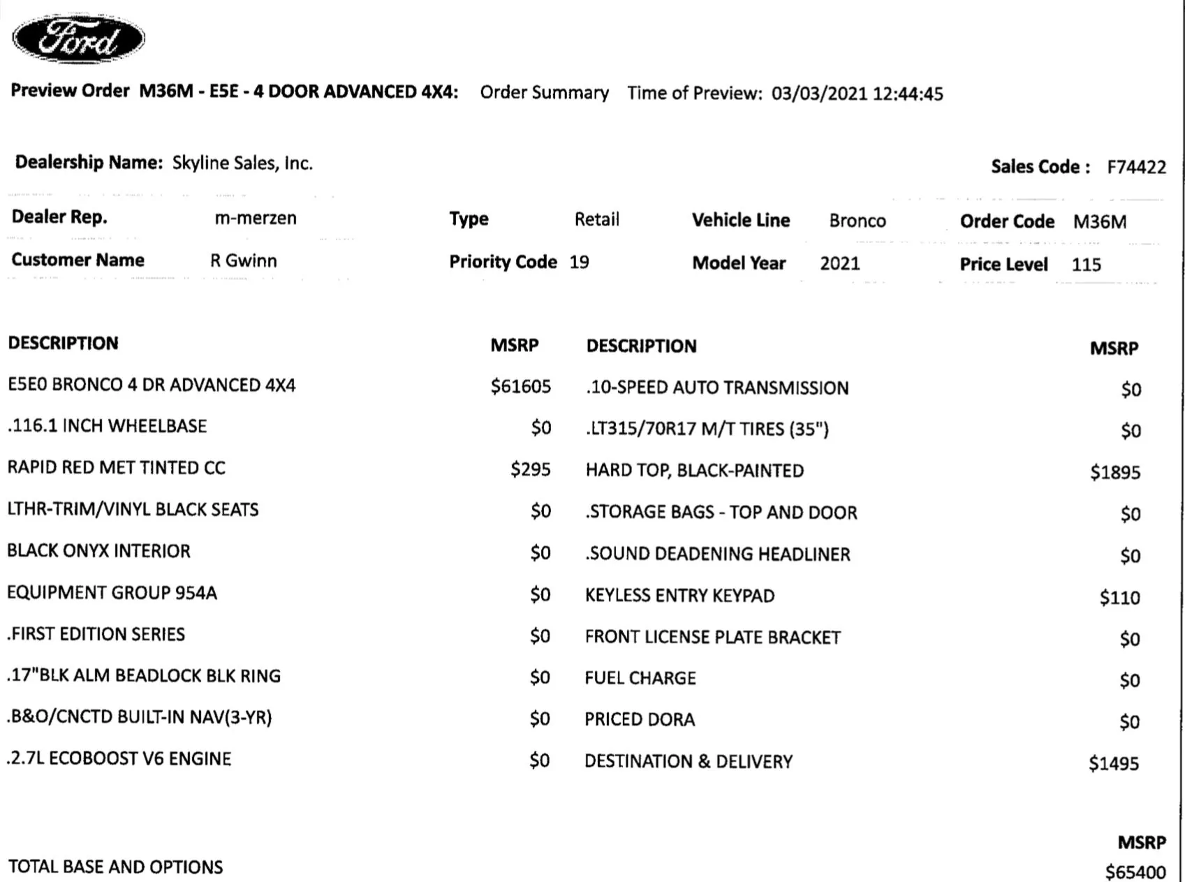 Ford Bronco Ford order confirmation email E2B77E86-393F-4096-BC8F-0D0DBB1B8035