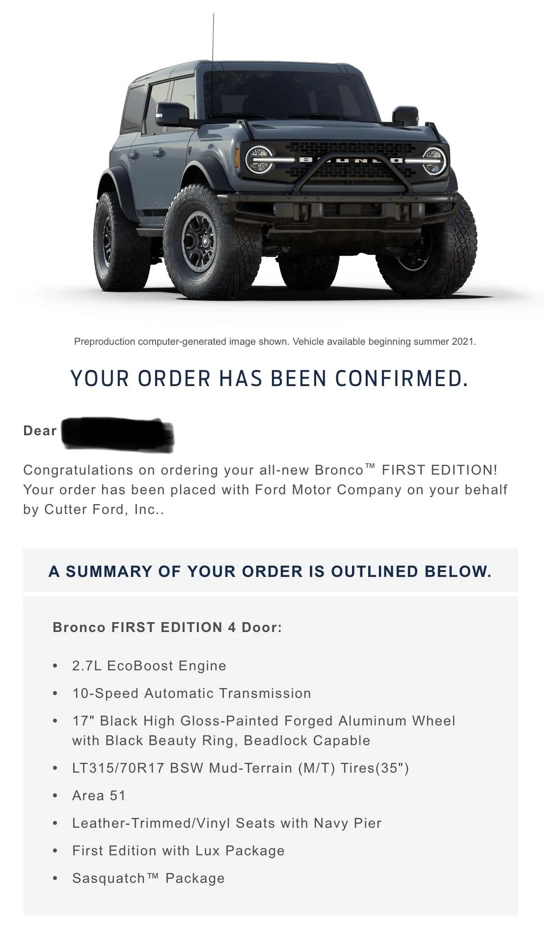 Ford Bronco First Edition Order Confirmations 6323F102-766E-4080-A328-F0B56DC4BD3E