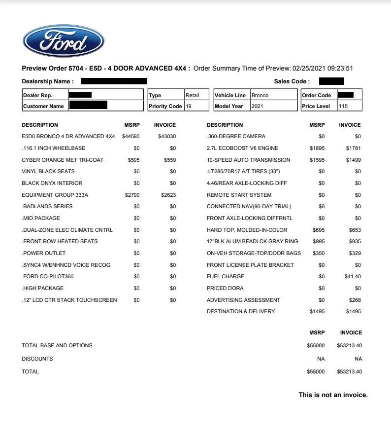 Ford Bronco Reservation still hasn't been converted? Captur