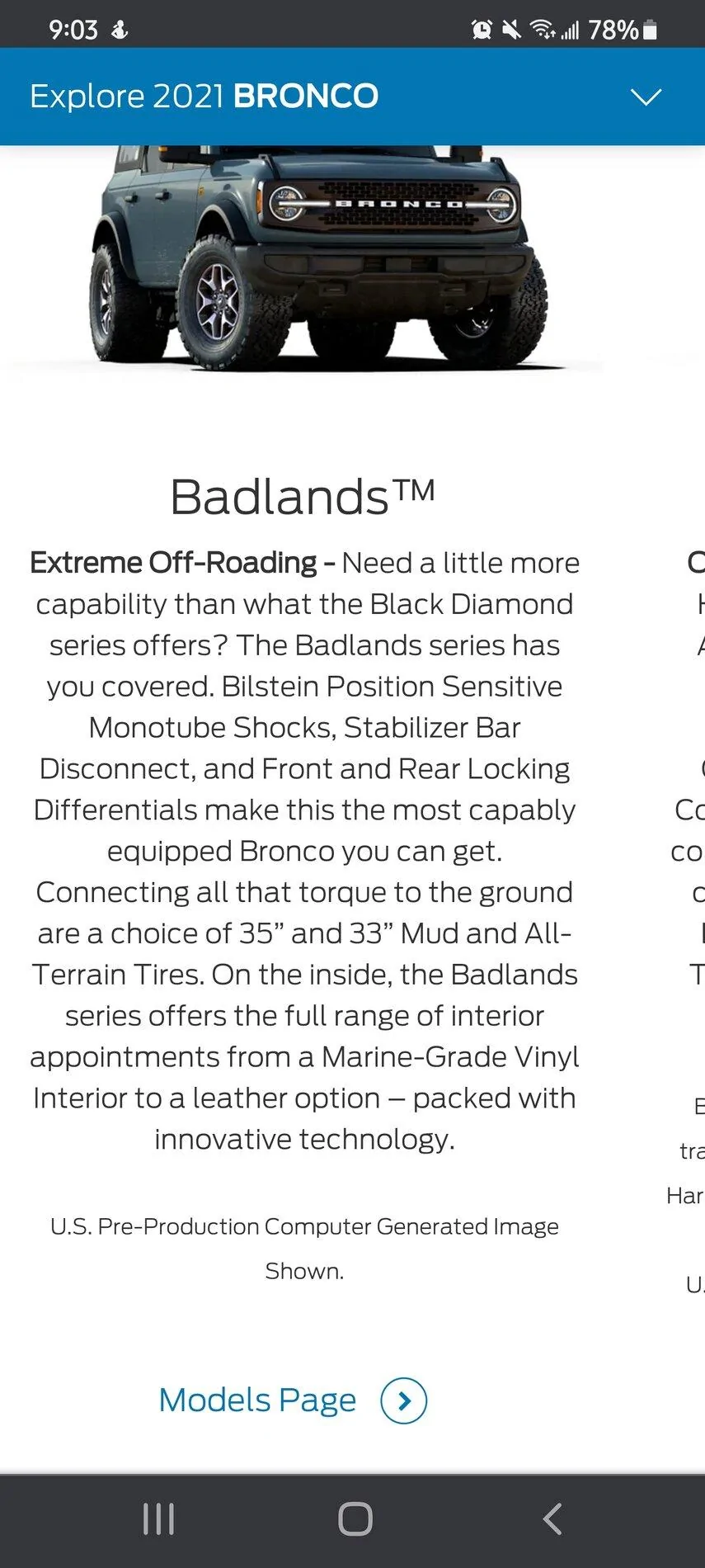 Ford Bronco Badlands with 33 or Sasquatch Screenshot_20210315-210345_Chrom