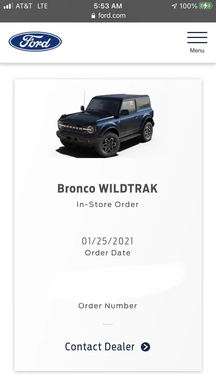 Ford Bronco Ford.com Reservations screen CF311366-C863-434C-9CD3-8075E02DA3B5