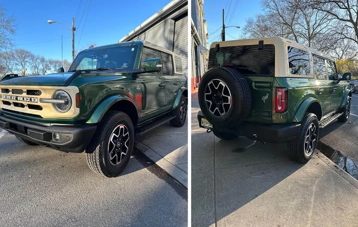 Eruption Green Bronco w/ Anderson Composite painted light beige top + matching grill