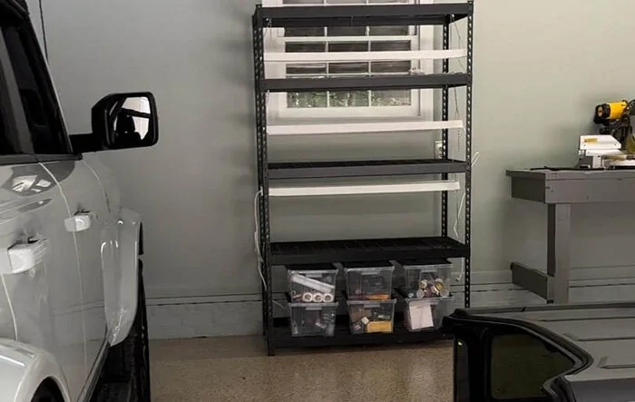 Bronco Cactus Grey + Sherwin Williams garage wall paint match