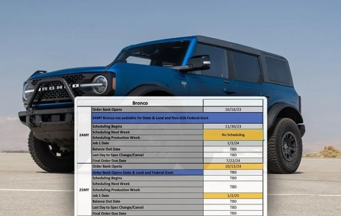 2025 Bronco Order Banks Open 10/15/24, Job 1 Production Starts 1/2/25