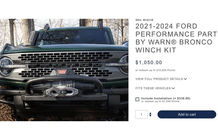 Warn Winch price drop on Ford accessories store site!
