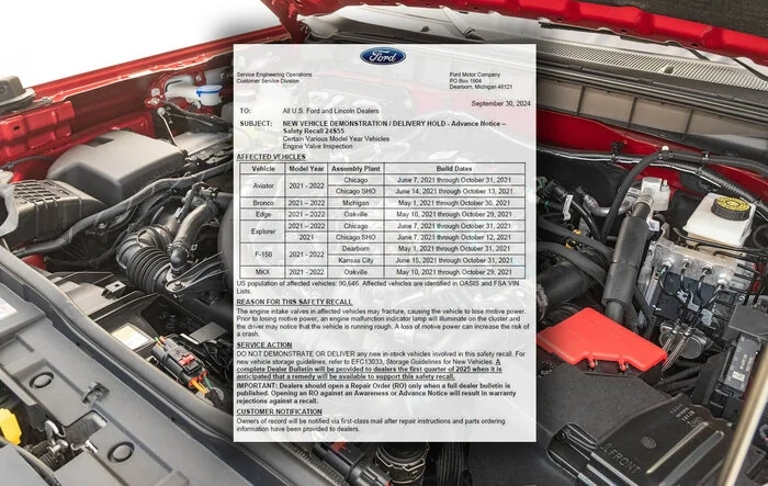 Safety Recall 24S55 - 2.7L Engine Valve Inspection