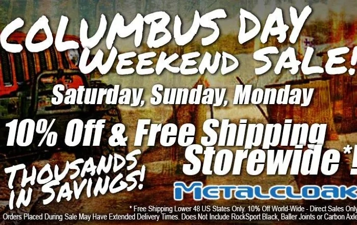 Columbus Day Weekend Salebration! 10% Off & Free Shipping - Metalcloak