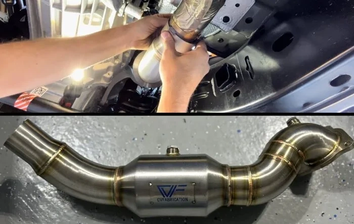 NEW 2.3l High Flow Catted Downpipe Install by CV Fabrication