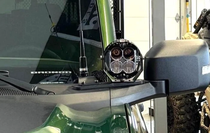 A-pillar lights and Ham antenna mounted