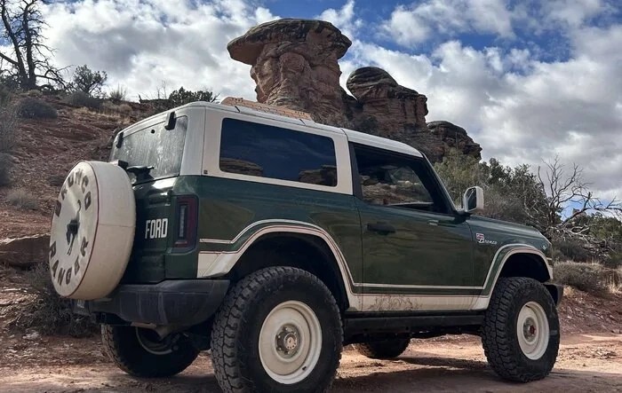 Bronco Ranger does Elephant Hill in Canyonlands Utah.