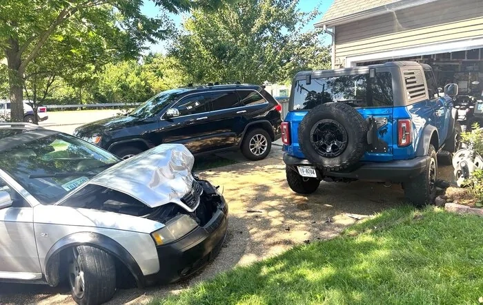 Bronco Down! Rear Ended While Parked in Driveway, Rear Frame Damaged - She's Totaled