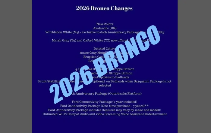 2026 Bronco Order Guide (changes & updates)