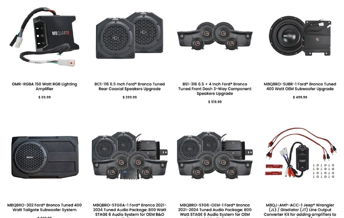 MB Quart plug-and-play audio system options debut (subwoofers, speaker pods, amp)