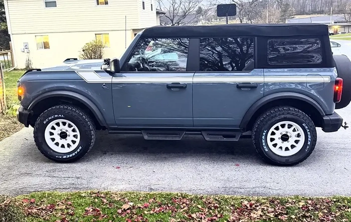 2023 Bronco Black Diamond Makeover! Retro stripes, white Method wheels, Grabber ATX tires