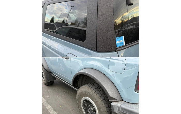 Bedliner spray on the hard top roof + fender flares? Yes please!