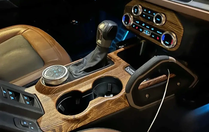 Wood trim inserts installed