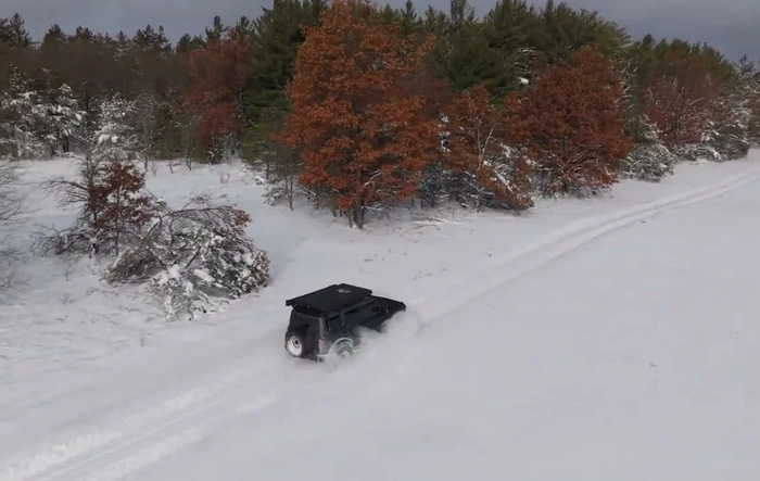 Testing drone out with Bronco in first big snow