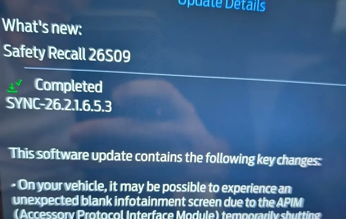 Blank Screen Safety Recall Update (SYNC-26.2.1.6.5.3)