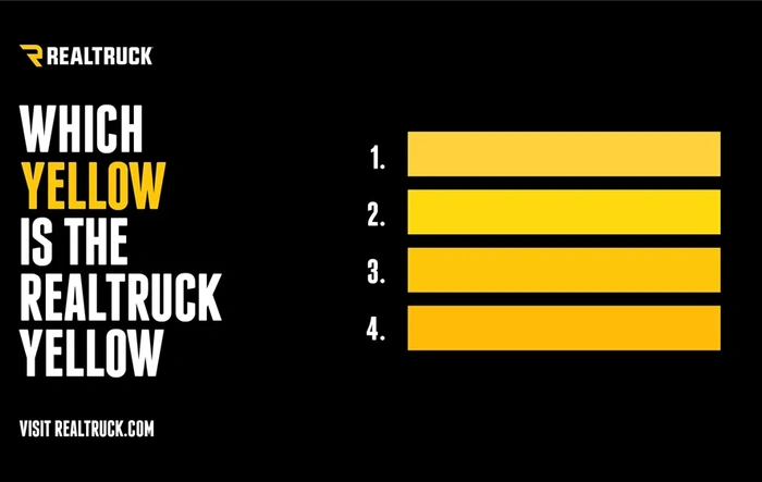 GIVEAWAY!! Which One is RealTruck Yellow? Guess & Win a Swag Pack!