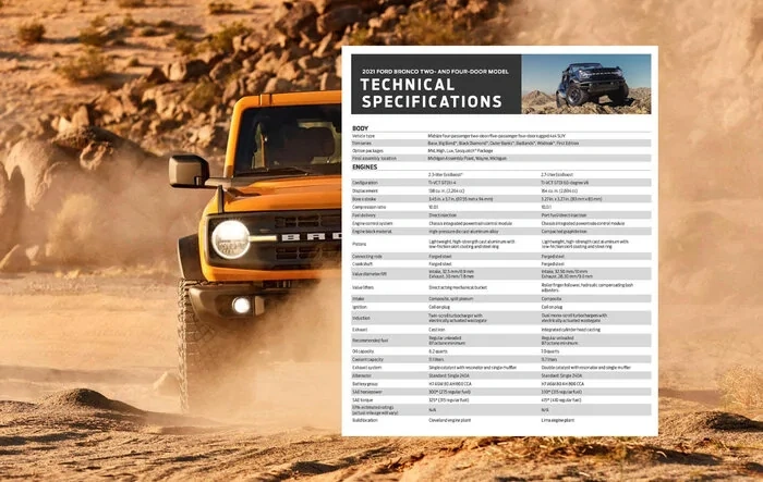 2021 Ford Bronco Full Tech Specs