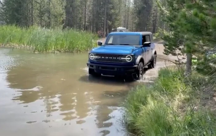Fording Deep - Our Bronco in Deep Water Showing Doors Sealed