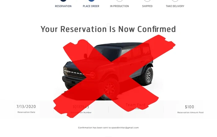 Reservation program ends for the Bronco - No NEW Reservations
