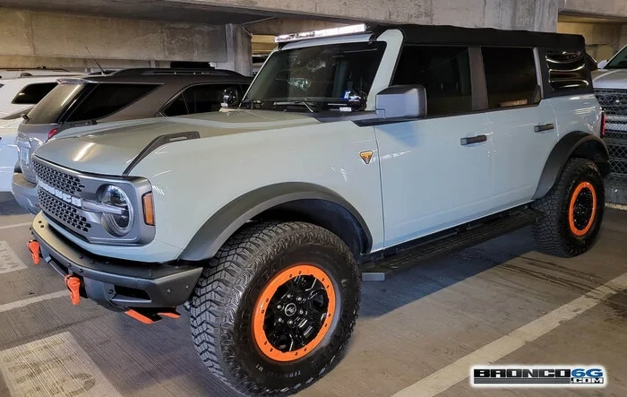 Ford modified Badlands Sasquatch 4-Door w/ orange accents (tow hooks, beadlock rings, skidplate)