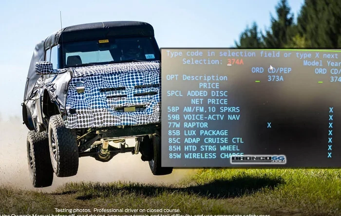 2022 Bronco Raptor Discovered in Ordering System – Reveals Body Code, 4-Door, Levels, Code Orange & Desert Sand Colors, Everglades Trim