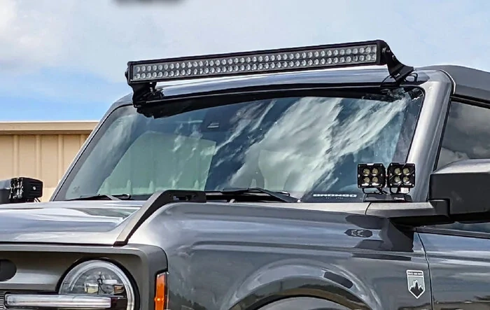 Quake LED Releases Its first of Many 2021+ Ford Bronco Products --  42" Light Bar Windshield Mount with Optional Side Perch Kit